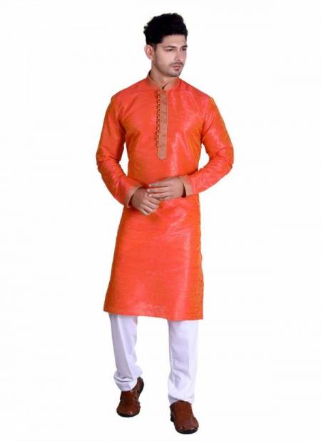 Orange Colour Latest Festive Wear Art Silk Kurta Pajama 2001